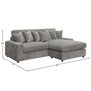 Tavia - Reversible Sectional Sofa With 6 Pillows - Gray Corduroy - R&R Furniture Gallery (Fountain Valley, CA)