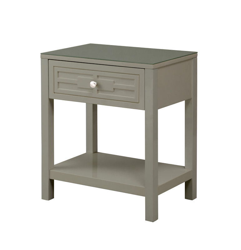Dylan - Wooden End Side Table Nightstand With Glass Top And Drawer - R&R Furniture Gallery (Fountain Valley, CA)