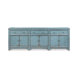 Classic Home Winford 3-drawer, 6-door buffet cabinet showing wooden finish and spacious storage compartments.