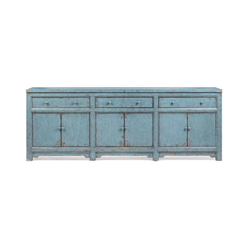 Classic Home Winford 3-drawer, 6-door buffet cabinet showing wooden finish and spacious storage compartments.