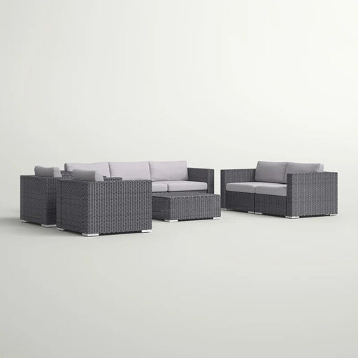 7 Person Outdoor Seating Group With Cushions - Gray / Silver - R&R Furniture Gallery (Fountain Valley, CA)