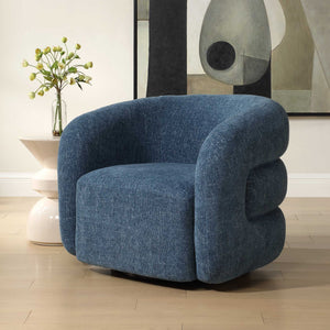 Junie - Swivel Barrel Chair - Blue