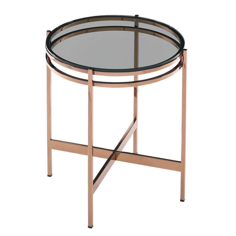 Bradford - Modern Smoked Glass & Rosegold Small End Table — view 2