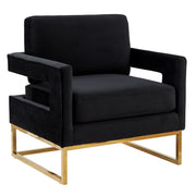 Edna - Modern Black Velvet & Gold Accent Chair — view 2