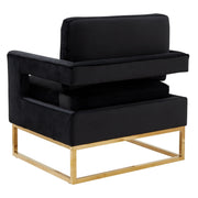 Edna - Modern Black Velvet & Gold Accent Chair — view 4