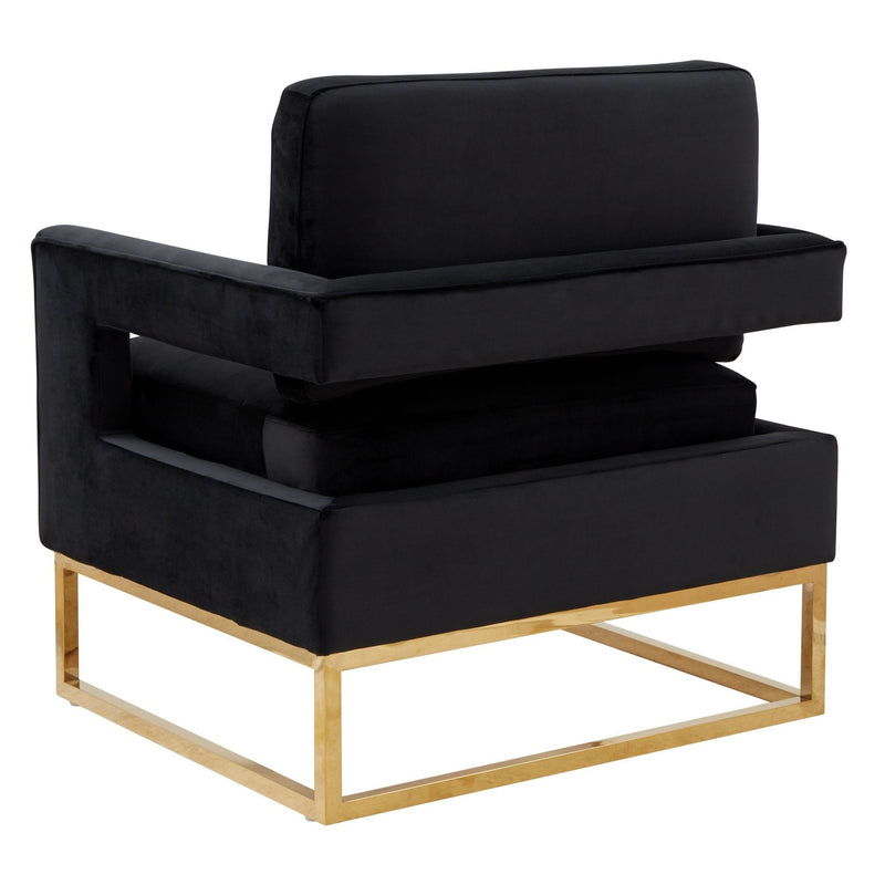 Edna - Modern Black Velvet & Gold Accent Chair — view 4