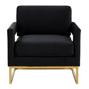 Edna - Modern Black Velvet & Gold Accent Chair