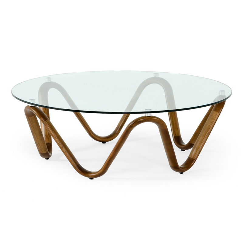 Lassen - Modern Glass & Walnut Coffee Table — view 4