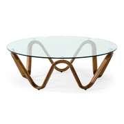 Lassen - Modern Glass & Walnut Coffee Table — view 3