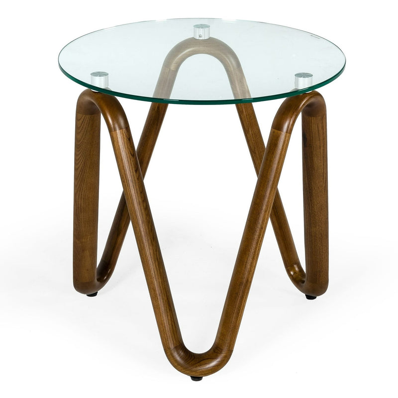 Lassen - Modern Glass & Walnut End Table — view 4