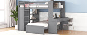 DreamHaus loft bed with twin-size standalone bed, shelves, desk, and wardrobe, showcasing a multifunctional kids’ bedroom furniture setup.