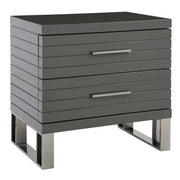 Splendor - Grey High Gloss Slatted Nightstand — view 2
