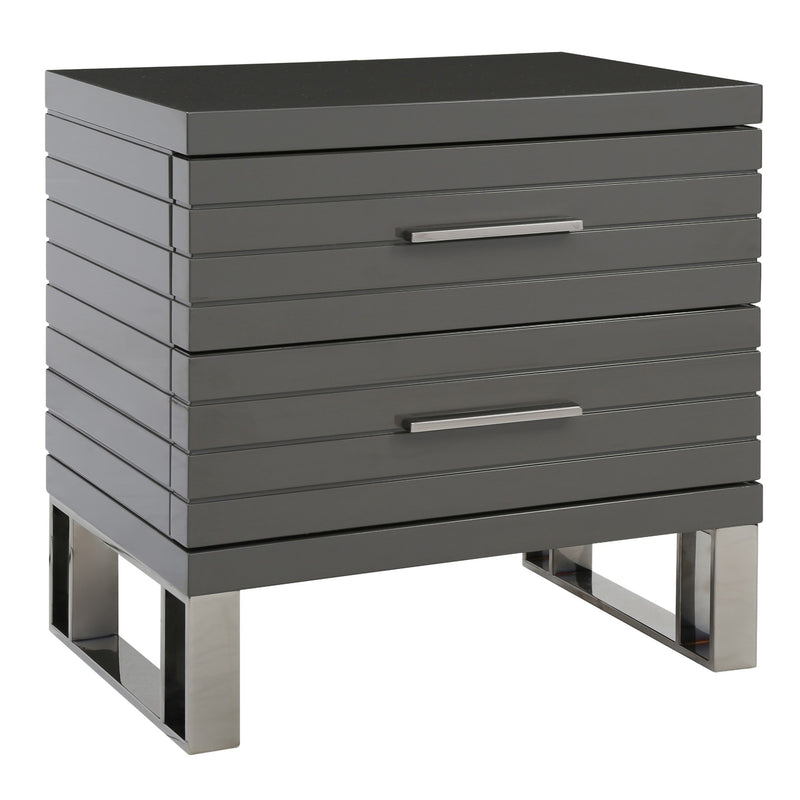 Splendor - Grey High Gloss Slatted Nightstand — view 2