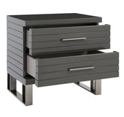 Splendor - Grey High Gloss Slatted Nightstand — view 3