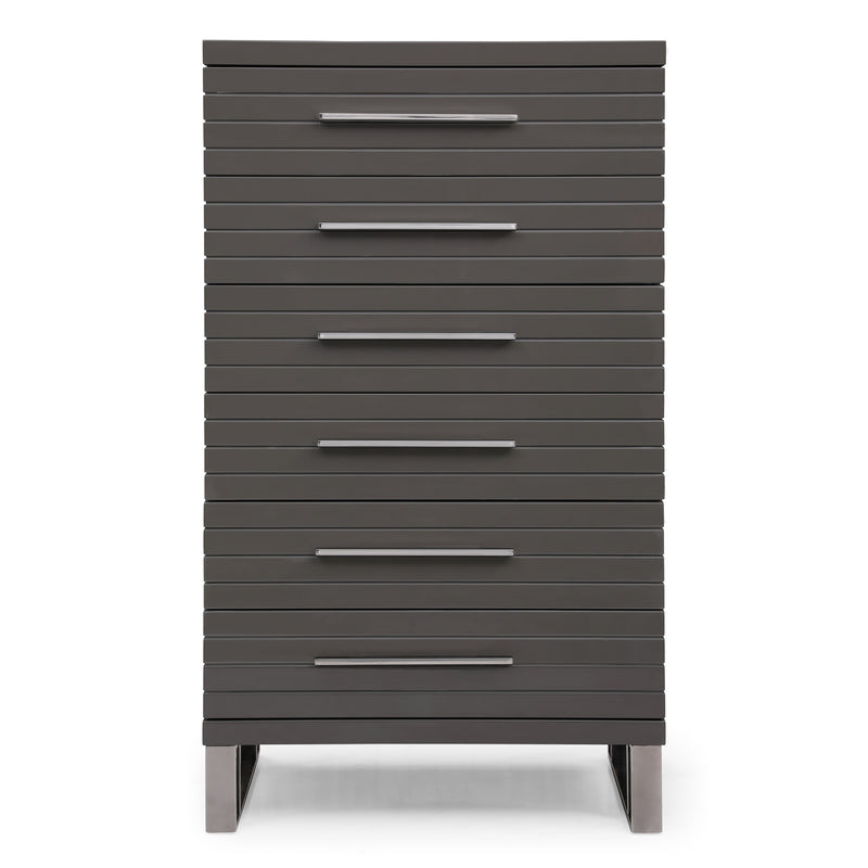 Splendor - Grey High Gloss Slatted Chest — view 2