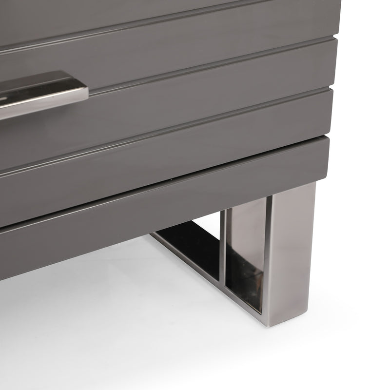Splendor - Grey High Gloss Slatted Chest — view 4