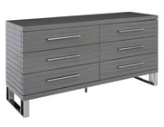 Splendor - Grey High Gloss Slatted Dresser — view 3