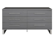 Splendor - Grey High Gloss Slatted Dresser — view 2