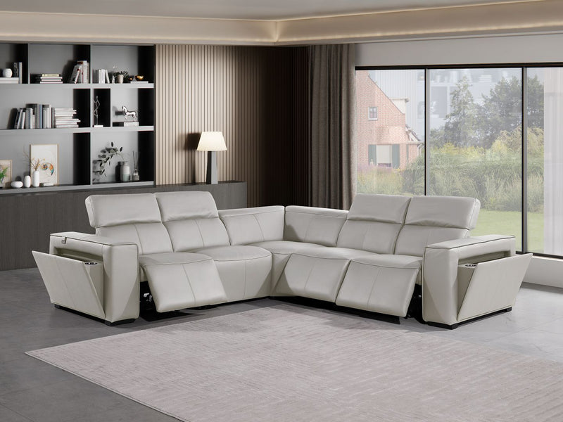 1224 - 5-Piece L-Shaped Sectional Sofa In With 3 Power Recliners & Power Headrests