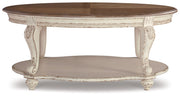 Realyn - Oval Cocktail Table - White / Brown - R&R Furniture Gallery (Fountain Valley, CA)