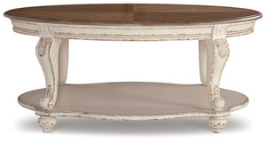 Realyn - Oval Cocktail Table - White / Brown - R&R Furniture Gallery (Fountain Valley, CA)