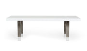 Lenny- Modern White High Gloss & Stainless Steel Gun Metal Dining Table — view 4