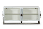 Lenny - Modern White High Gloss & Stainless Steel Gun Metal Buffet — view 2