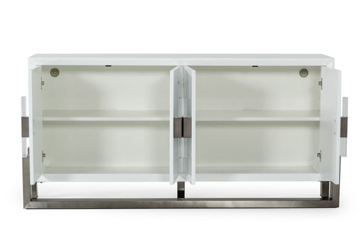 Lenny - Modern White High Gloss & Stainless Steel Gun Metal Buffet — view 2