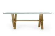 Dandy - Modern Golden & 15mm Glass Dining Table — view 2