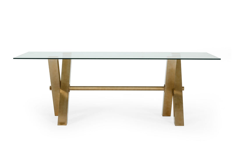 Dandy - Modern Golden & 15mm Glass Dining Table — view 2