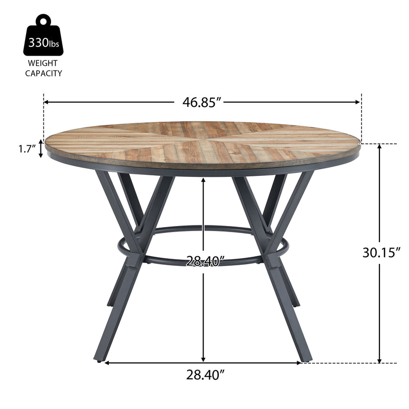 Modern Style Indoor Dining Round Table With Metal Legs - Light Birch - R&R Furniture Gallery (Fountain Valley, CA)
