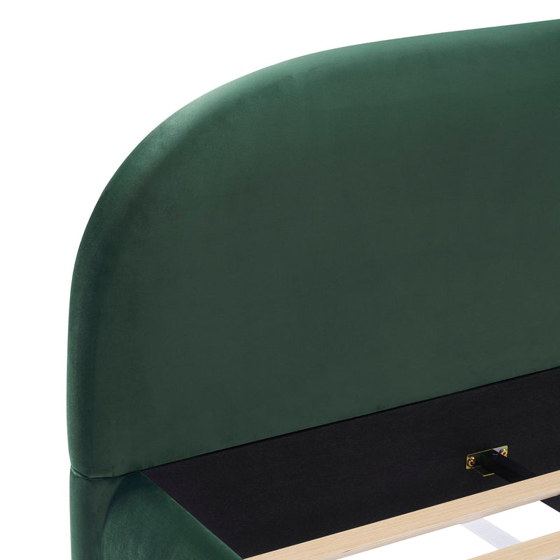 Upholstered Simple Modern Bedroom Bed With Curved Headboard - R&R Furniture Gallery (Fountain Valley, CA)