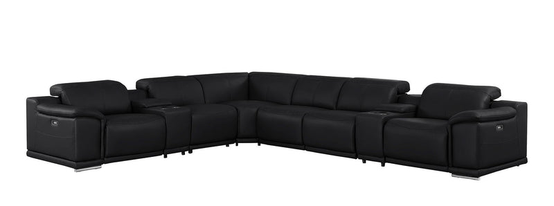 2679 - 8-Piece L-Shaped Power Reclining Sectional In Genuine Leather (3 Recliners)