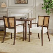 Mid Century Modern Arm Dining Chairs With Rattan Backrest - R&R Furniture Gallery (Fountain Valley, CA)
