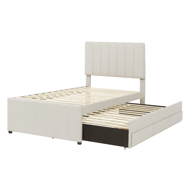 Upholstered Design Platform Bed With Trundle - R&R Furniture Gallery (Fountain Valley, CA)
