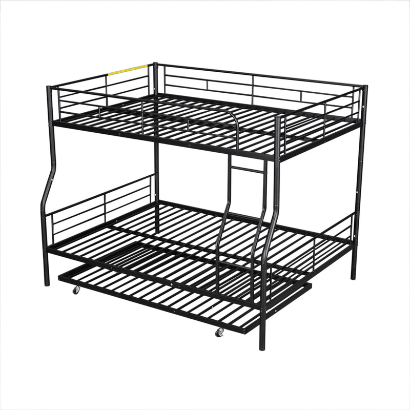 Steel construction bunk bed by DreamHaus with sturdy metal frame and twin-sized sleeping area in a modern bedroom setting.