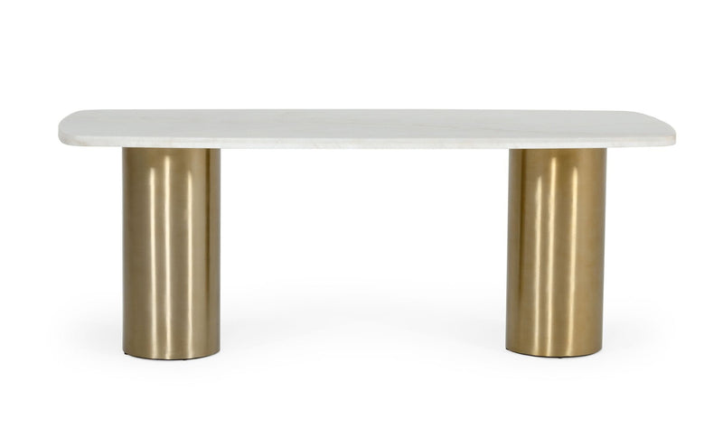 Rocky - Glam White Marble & Brush Gold Dining Table — view 5