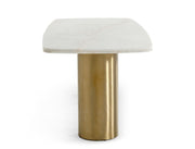 Rocky - Glam White Marble & Brush Gold Dining Table — view 2