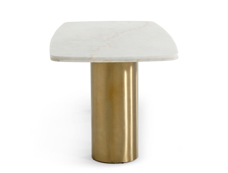 Rocky - Glam White Marble & Brush Gold Dining Table — view 2