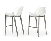 Dave - Modern White Leatherette Bar Stool (Set of 2) — view 5