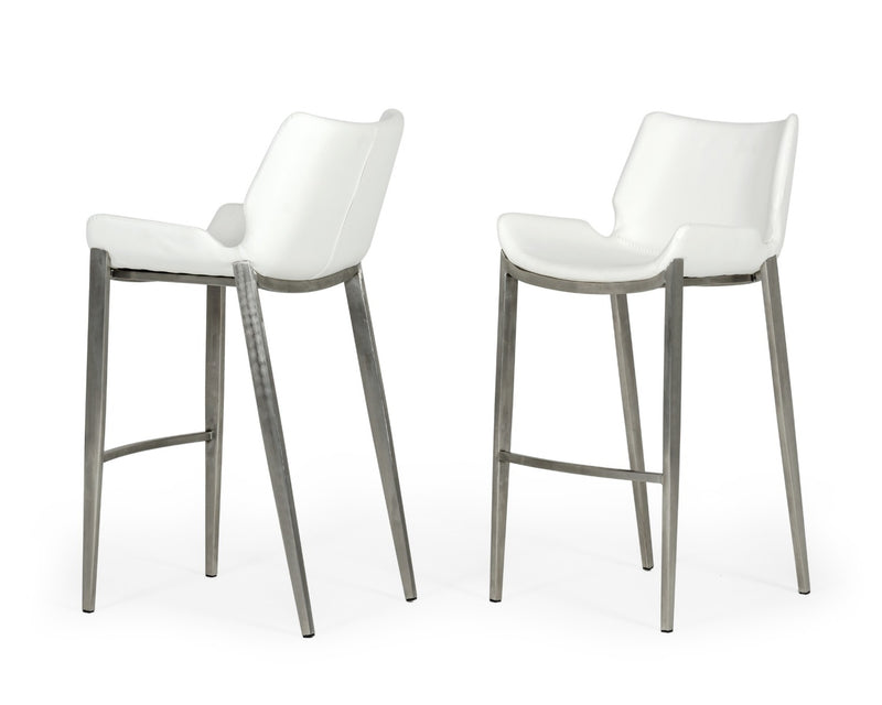 Dave - Modern White Leatherette Bar Stool (Set of 2) — view 5