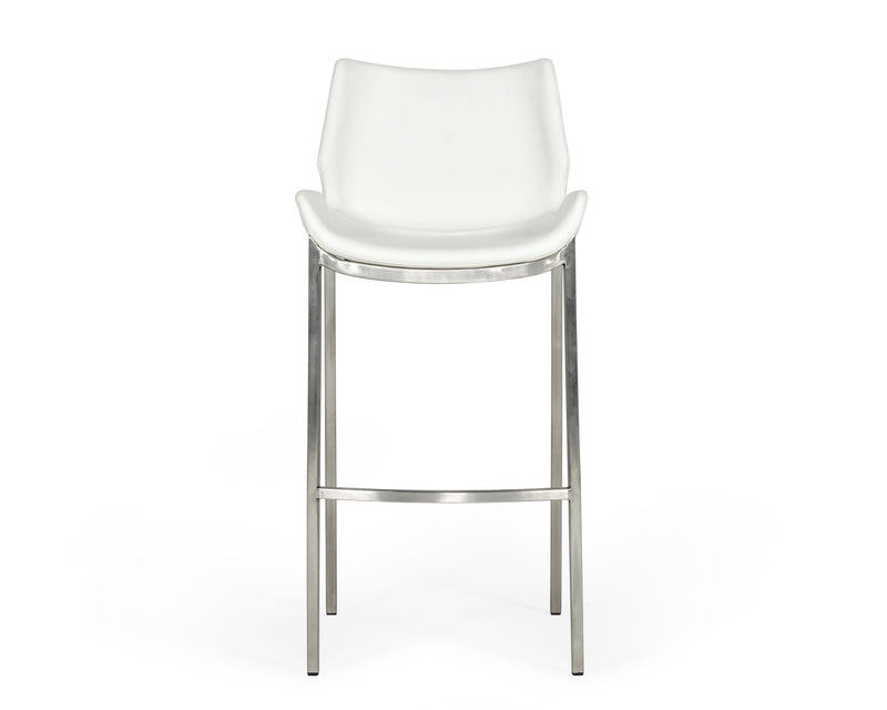 Dave - Modern White Leatherette Bar Stool (Set of 2)