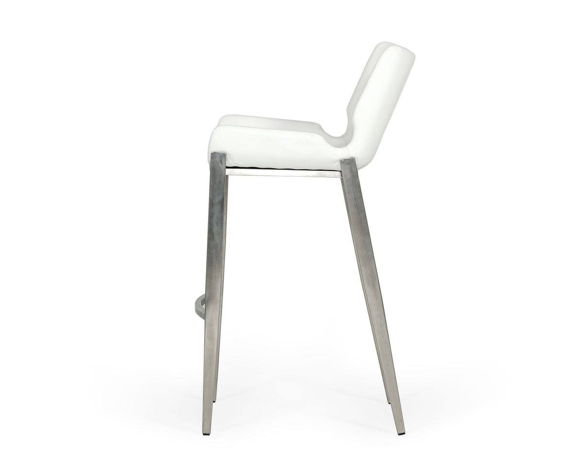 Dave - Modern White Leatherette Bar Stool (Set of 2) — view 2