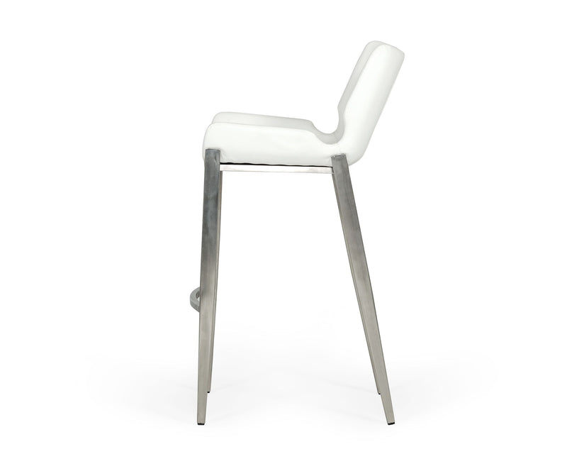 Dave - Modern White Leatherette Bar Stool (Set of 2) — view 2