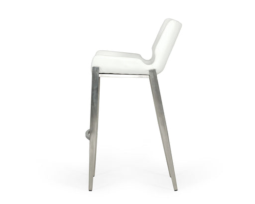 Dave - Modern White Leatherette Bar Stool (Set of 2) — view 2