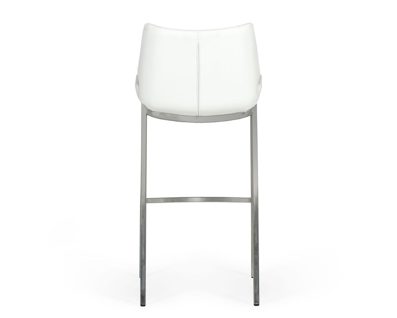 Dave - Modern White Leatherette Bar Stool (Set of 2) — view 3