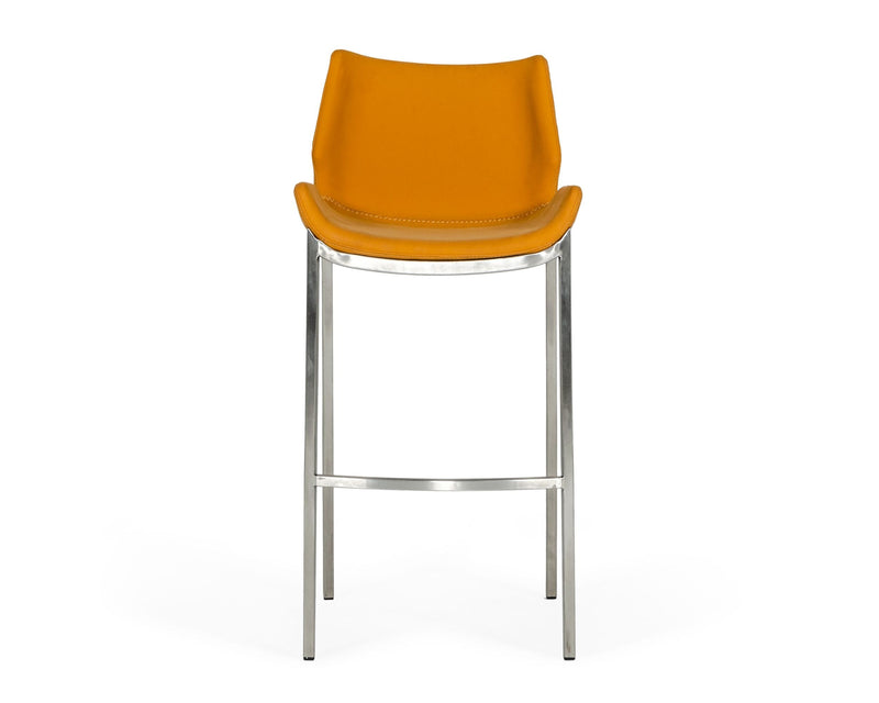 Dave - Modern Orange Leatherette Bar Stool (Set of 2) — view 2