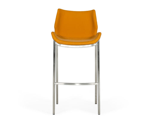 Dave - Modern Orange Leatherette Bar Stool (Set of 2) — view 2