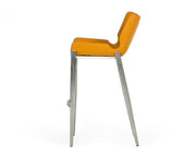 Dave - Modern Orange Leatherette Bar Stool (Set of 2) — view 3