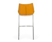 Dave - Modern Orange Leatherette Bar Stool (Set of 2) — view 4